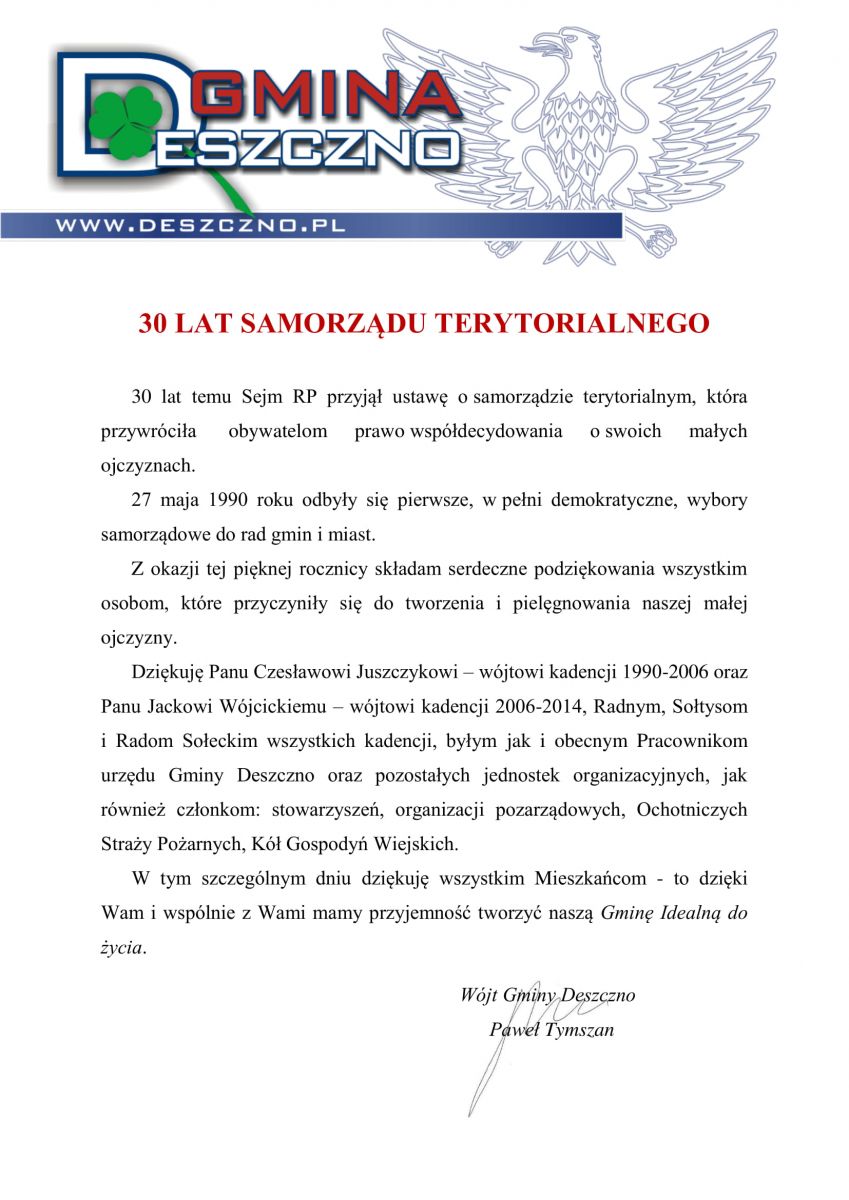 30 LAT SAMORZĄDU TERYTORIALNEGO