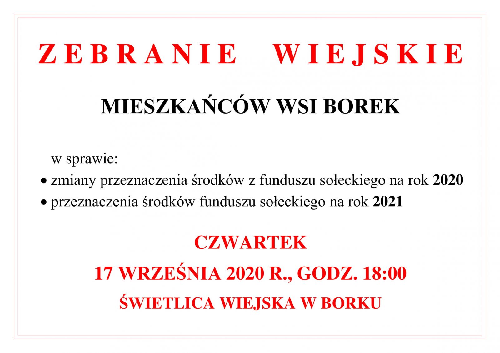 ZEBRANIE BOREK