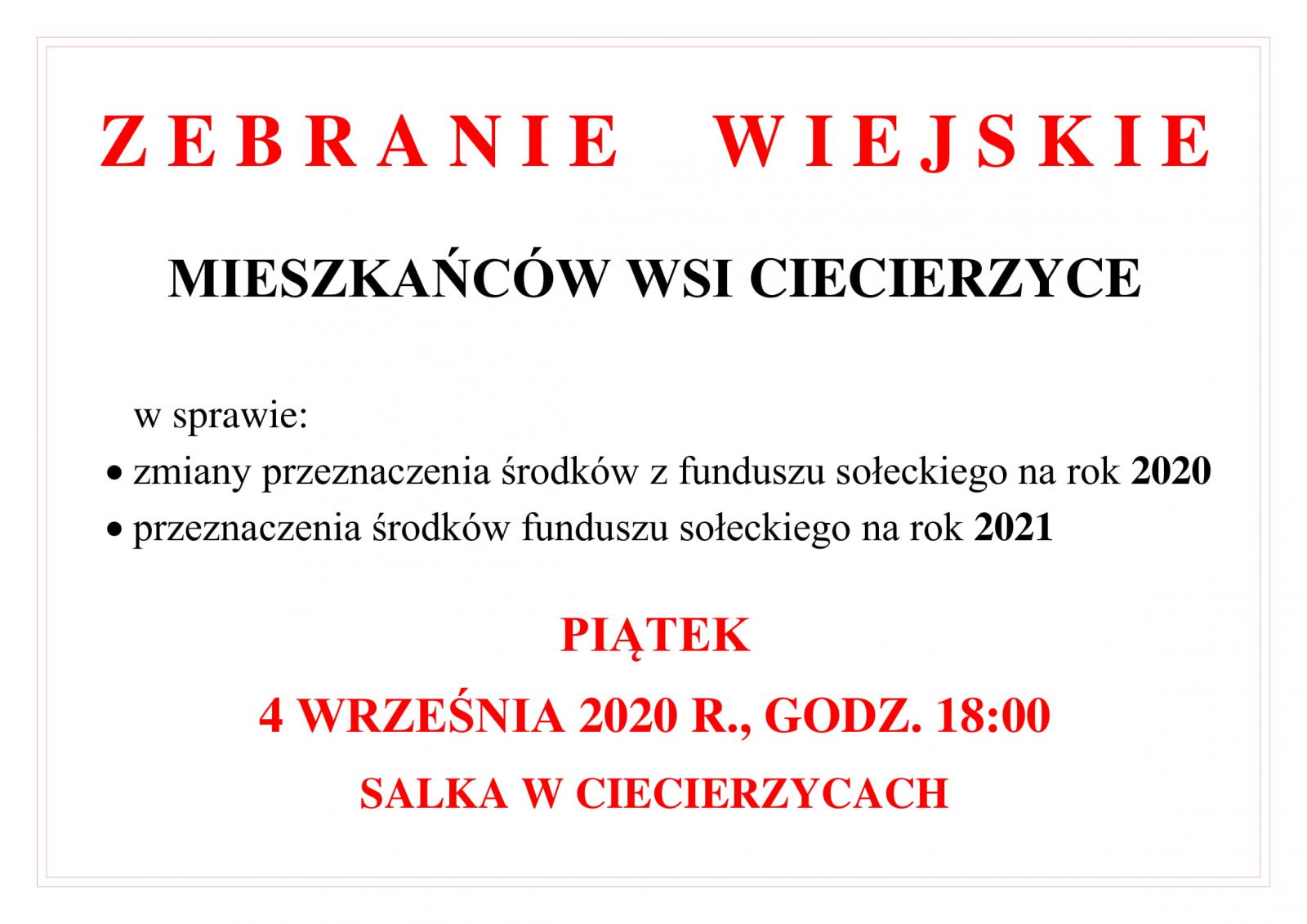 ZEBRANIE WIEJSKIE CIECIERZYCE