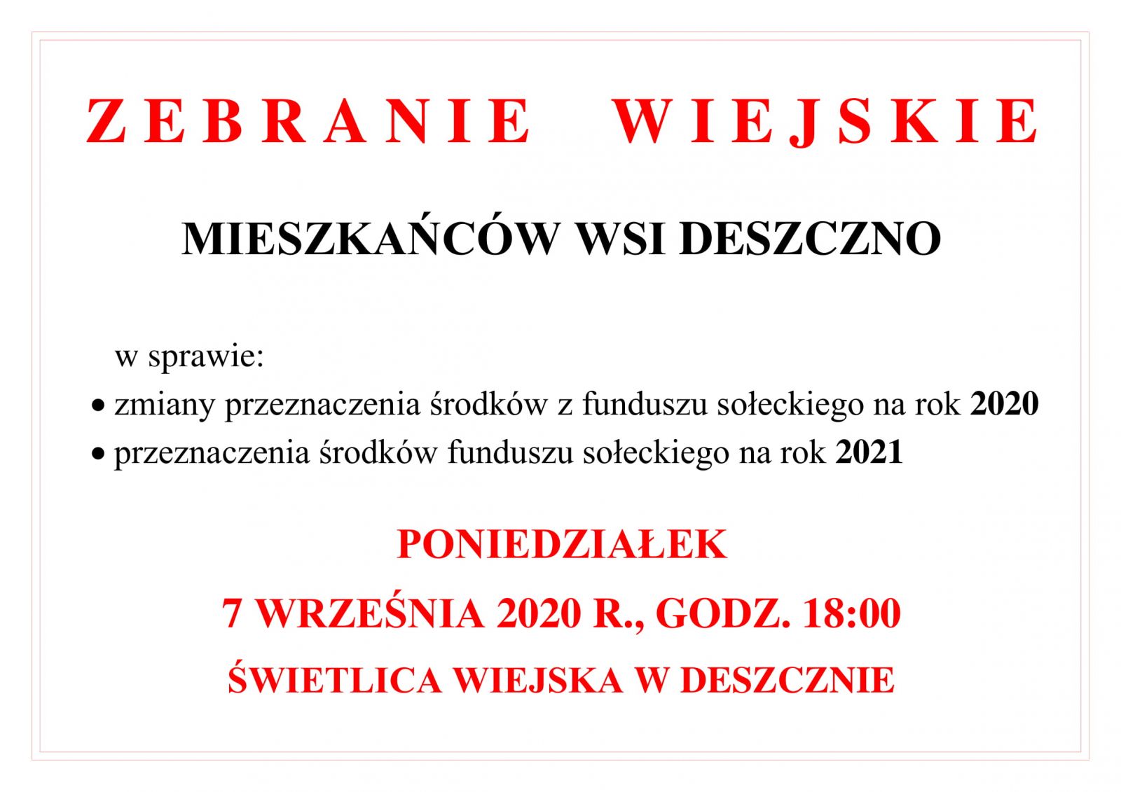 ZEBRANIE DESZCZNO