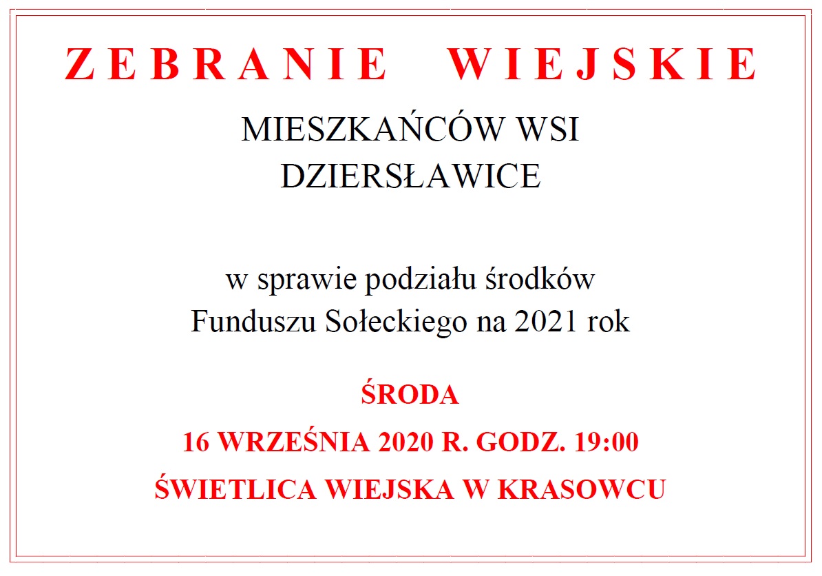 zebranie wiejskie sołectwa Dziersławice 