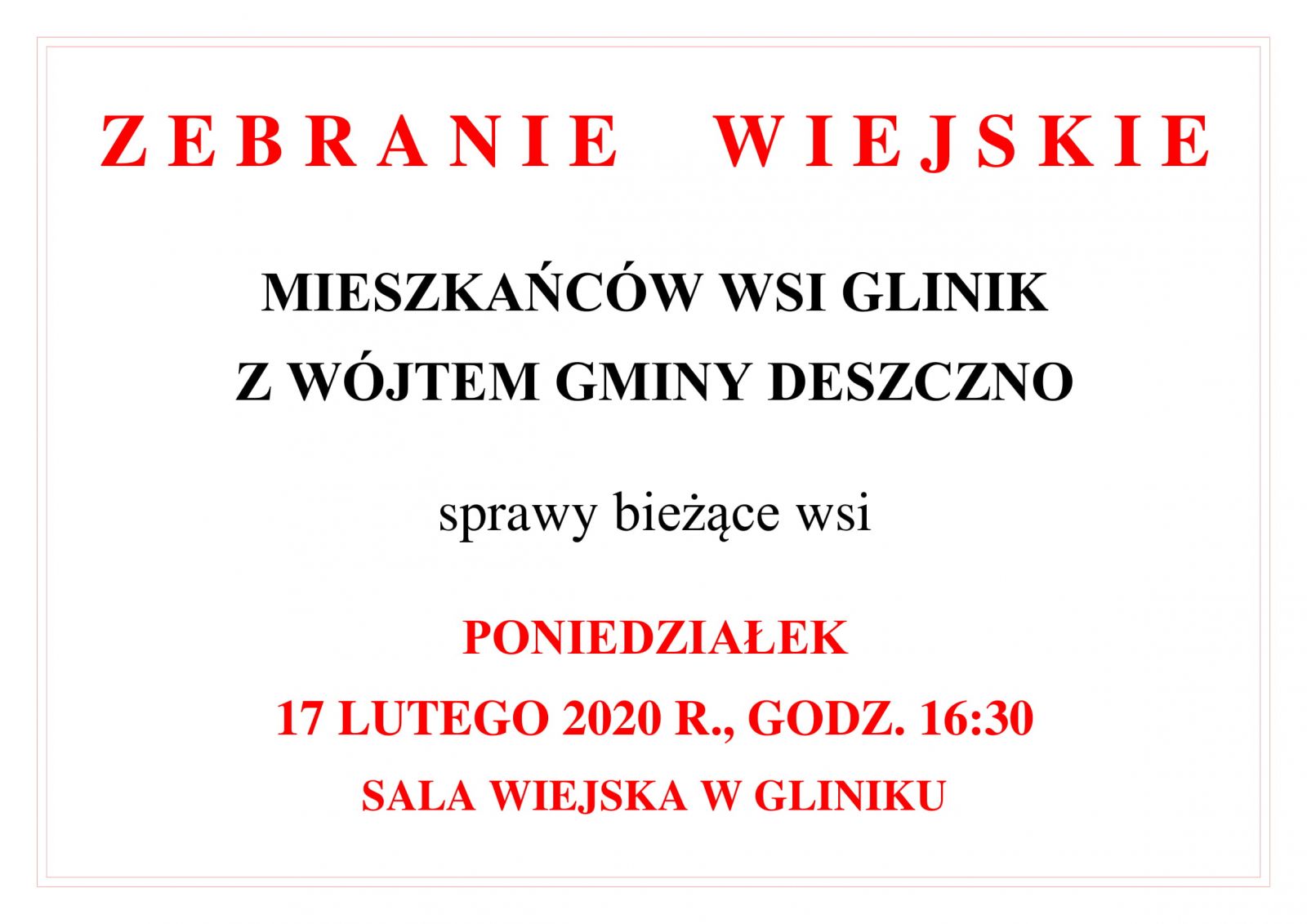 ZEBRANIE WIEJSKIE GLINIK