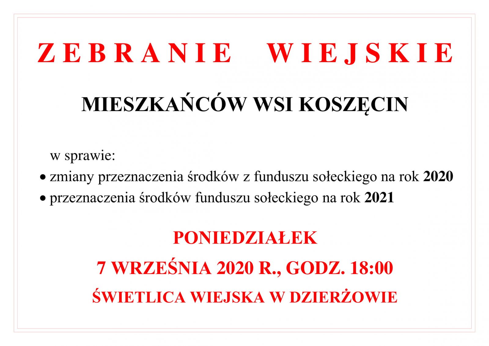 ZEBRANIE KOSZĘCIN