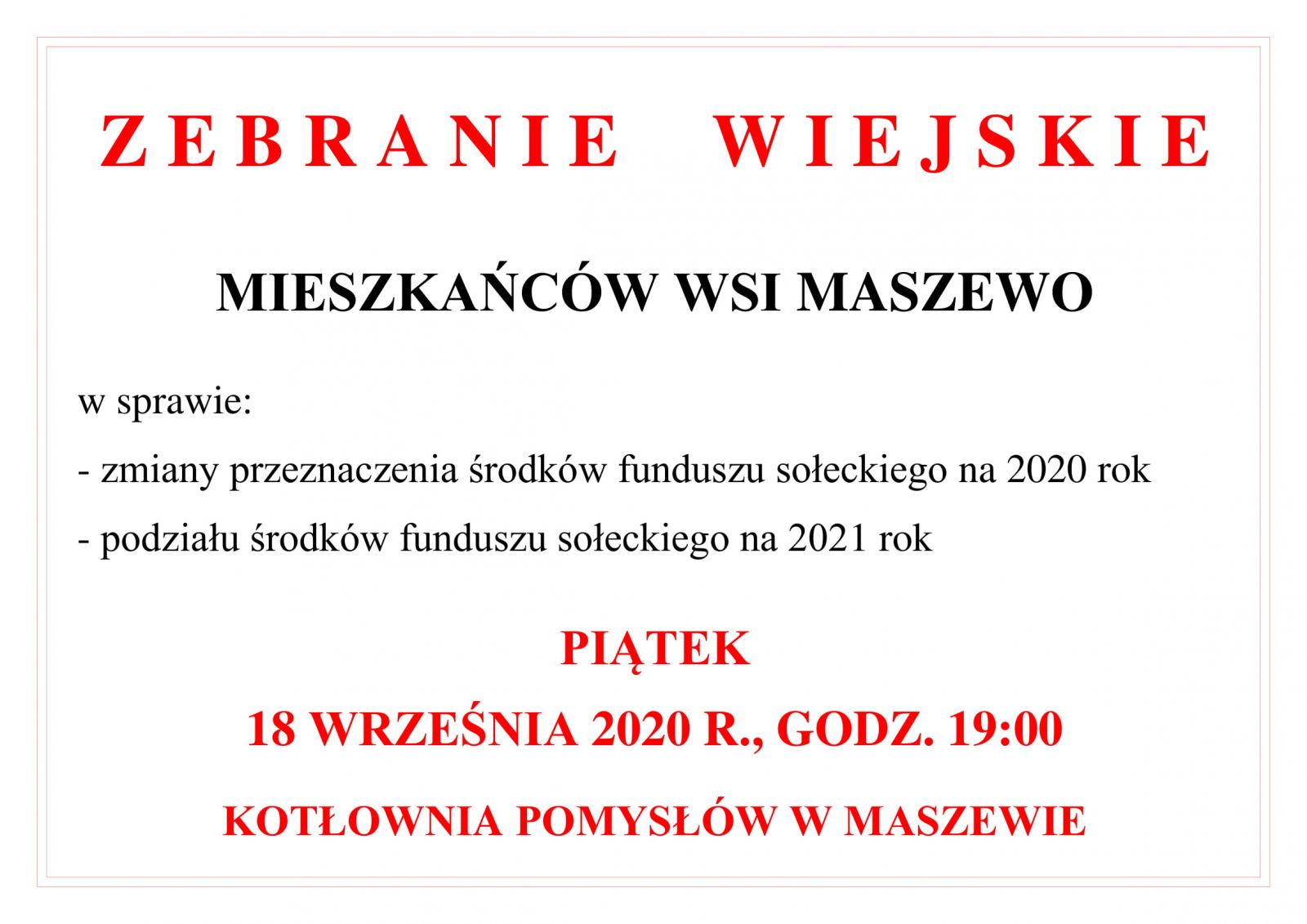 Zebranie Wiejskie Mieszkańców wsi Maszewo