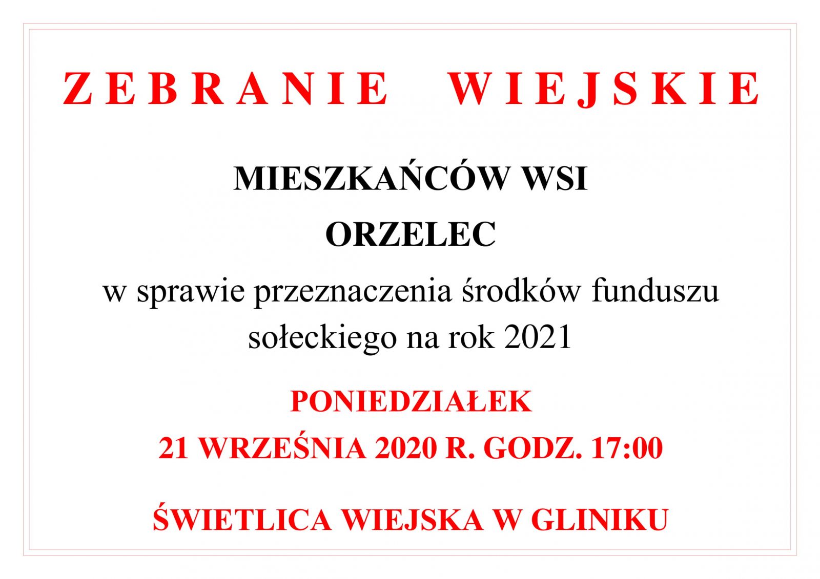 Zebranie wiejskie Orzelec