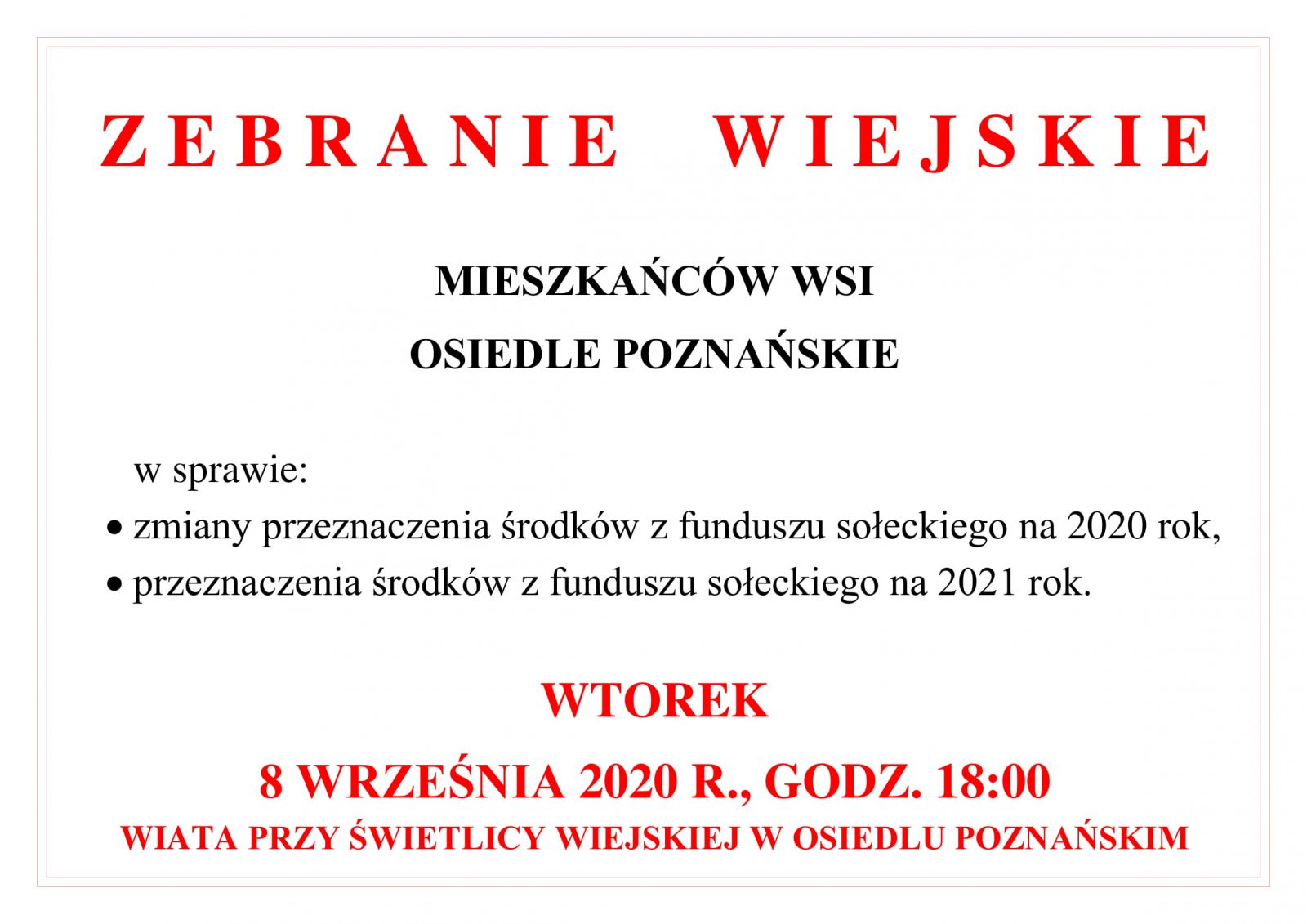 ZEBRANIE WIEJSKIE OSIEDLE POZNANSKIE