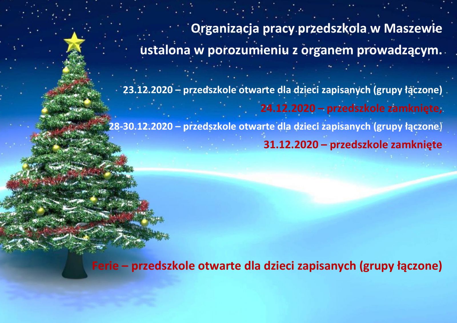 organizacja pracy przedszkola w maszewie