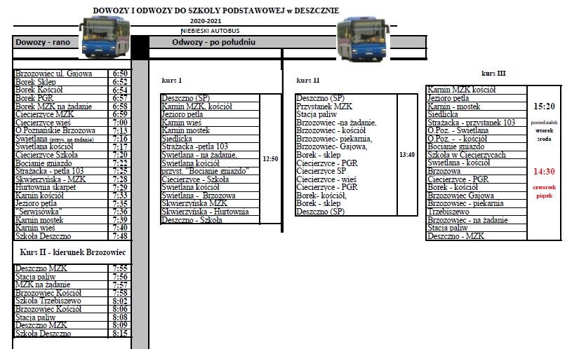 NIEBIESKI AUTOBUS DOWOZY SZKOLNE