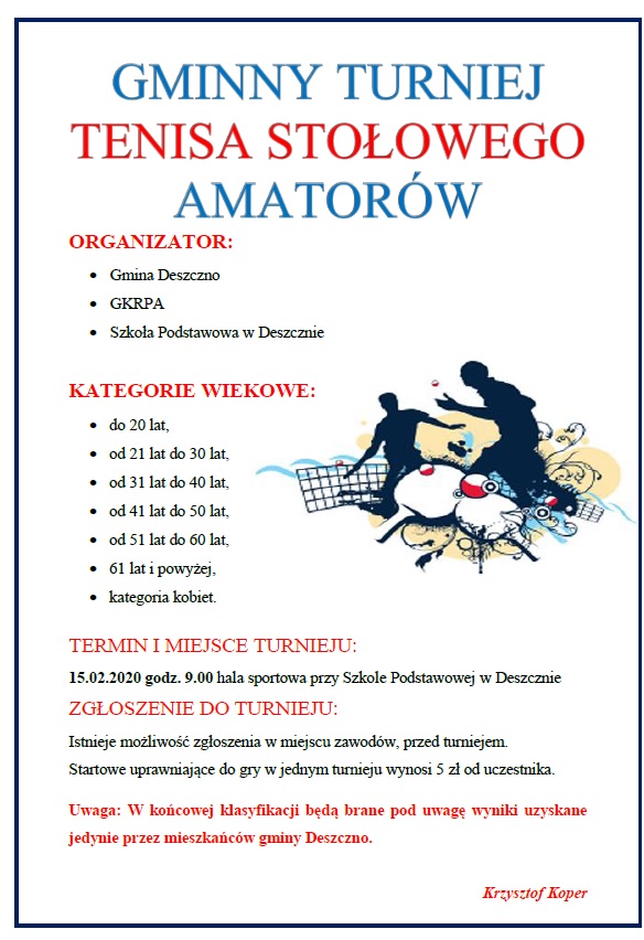 Gminny Turniej Tenisa Stołowego Amatorów