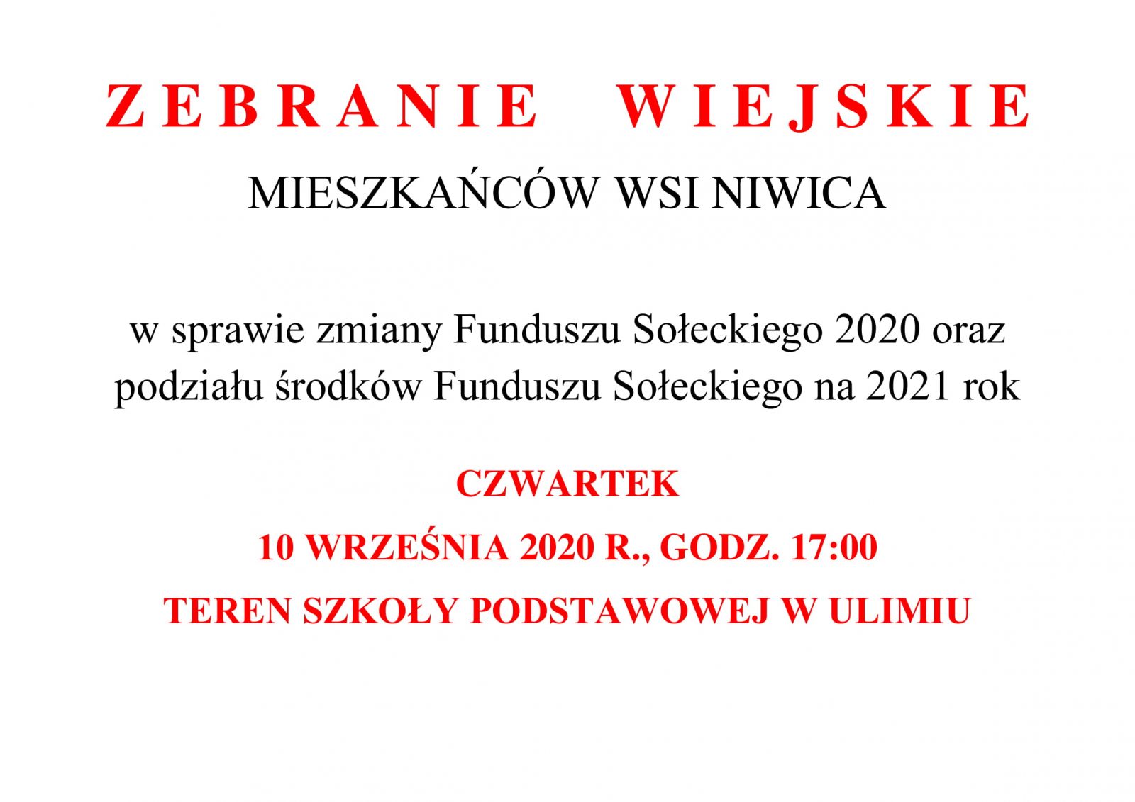 ZEBRANIE WIEJSKIE NIWICA