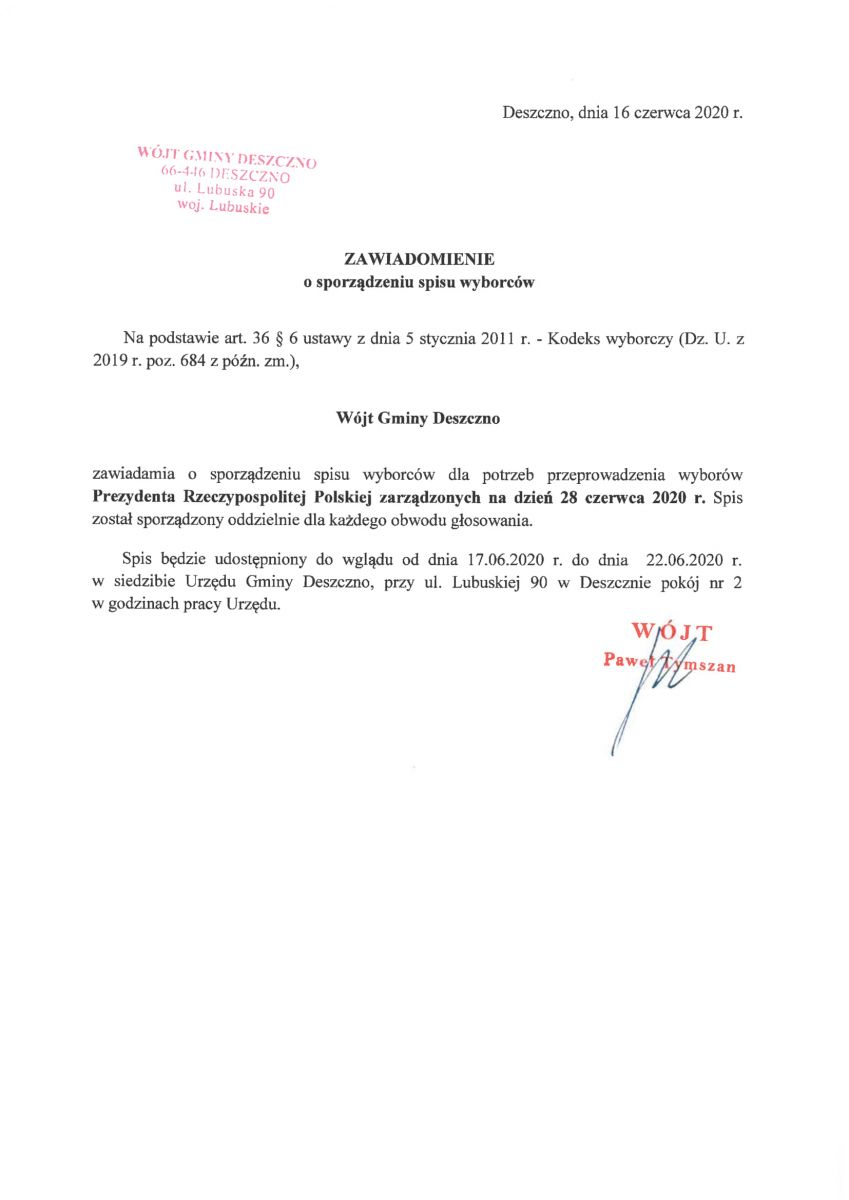 zawiadomienie