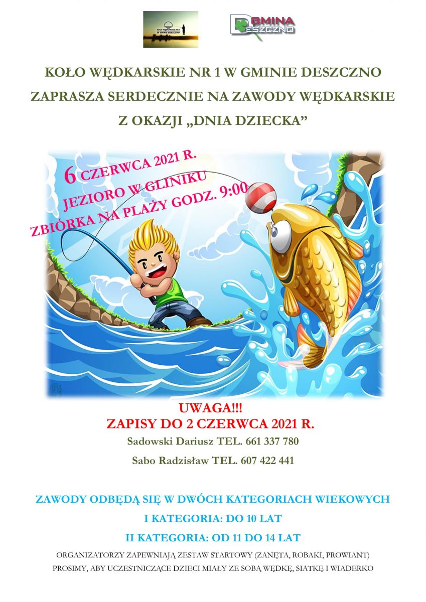 zawody wędkarskie dzień dziecka plakat