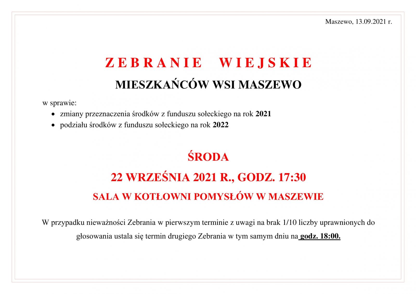 zebranie wiejskie maszewo 2021