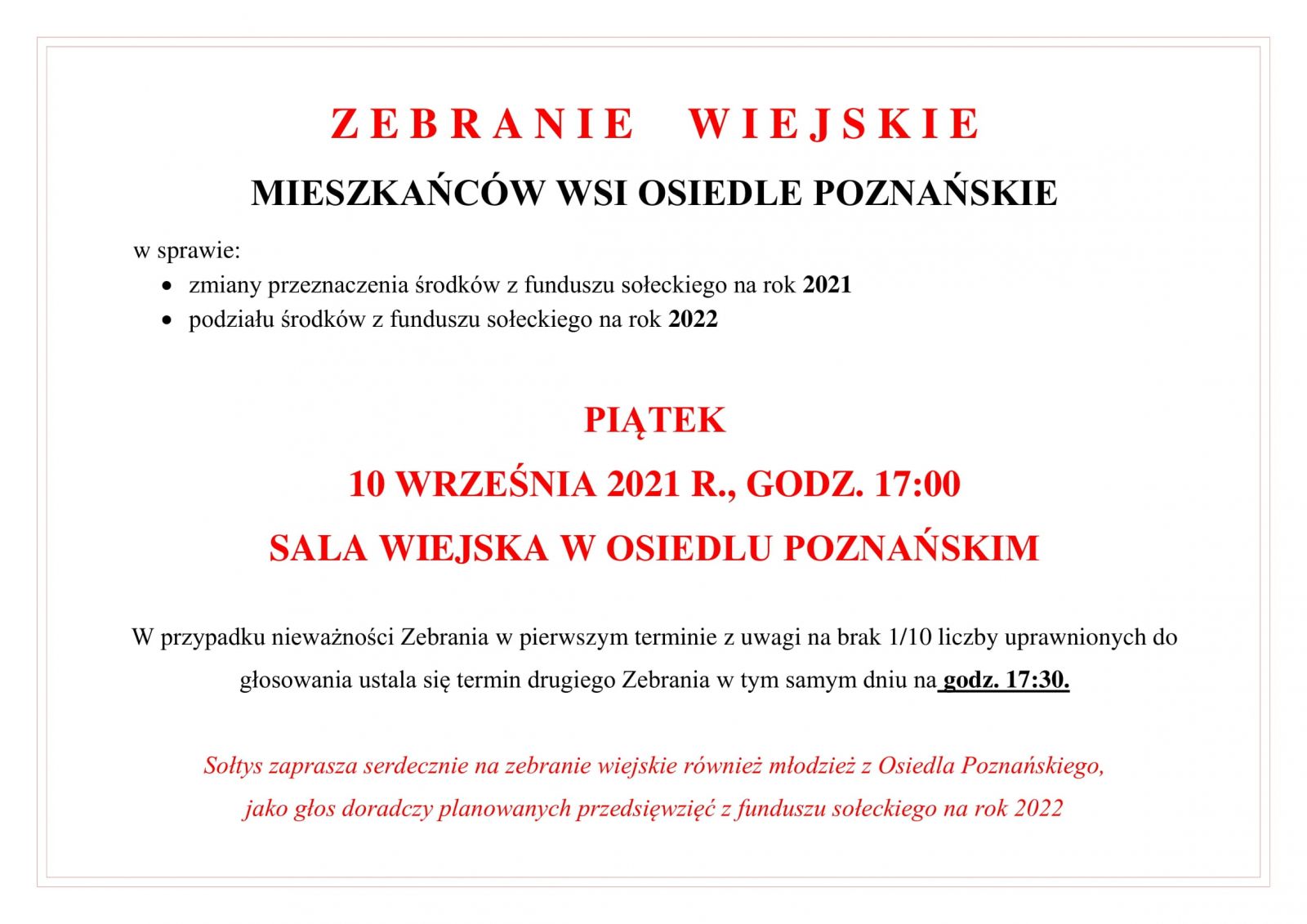 zebranie wiejskie osiedle poznańskie