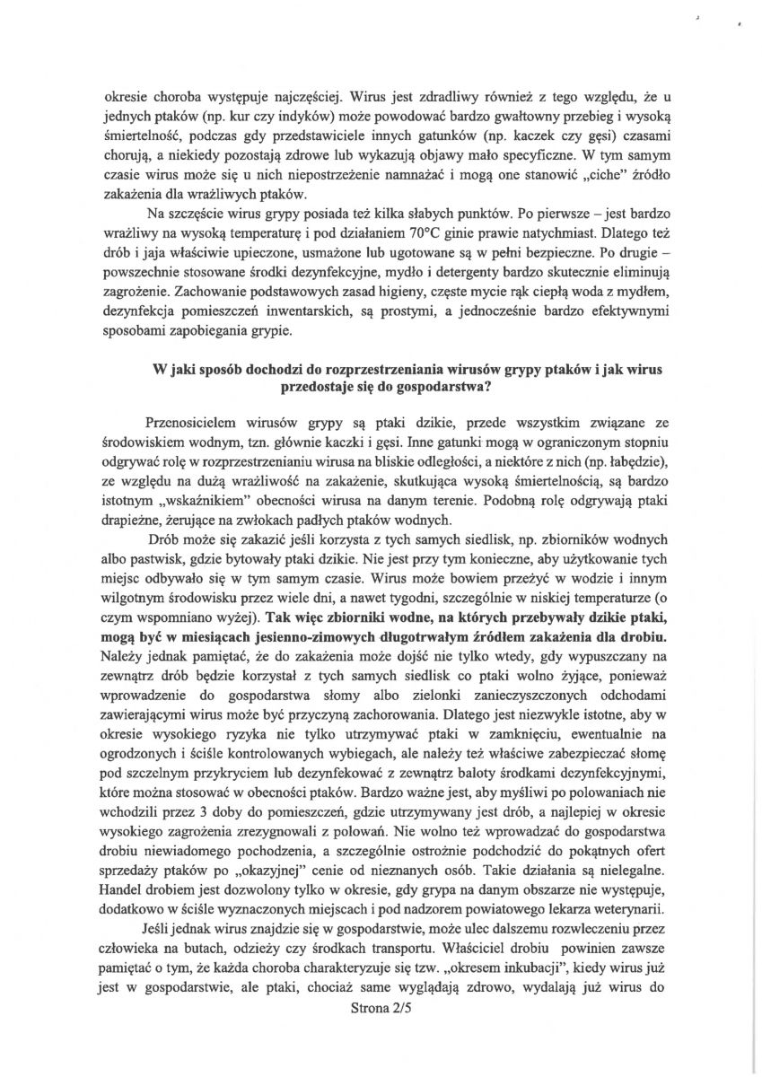 grypa ptaków informacje ogolne