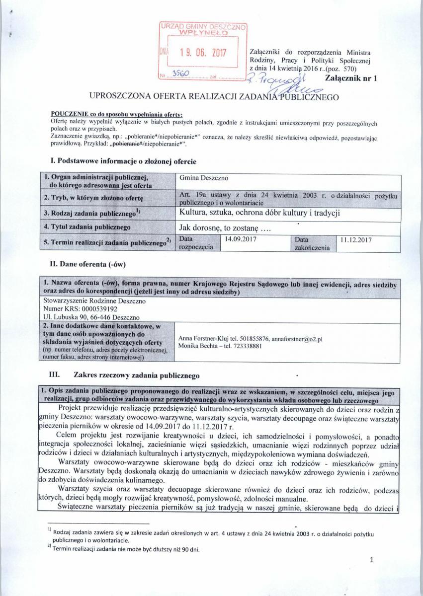oferta zadania publicznego