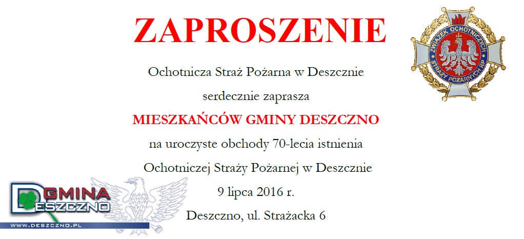 70-lecie Ochotniczej Straży Pożarnej w Deszcznie